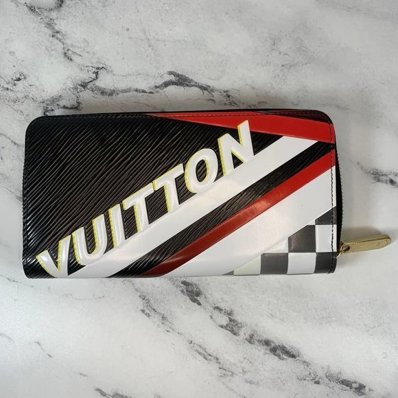 Louis Vuitton long Zippy Race Collection Wallet epi leather damier red/black LV - Picture 2 of 13
